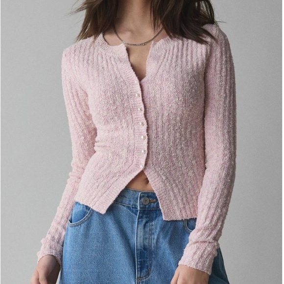 Urban Outfitters Sweaters - NWT urban outfitters Pink Ribbed Button-Up cardigan